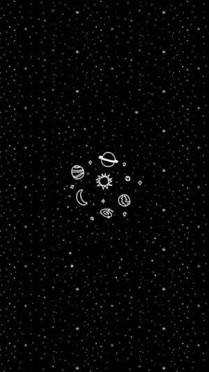 以白色線條在滿天星斗的黑色天空上繪製的天體。 — 太空 壁紙