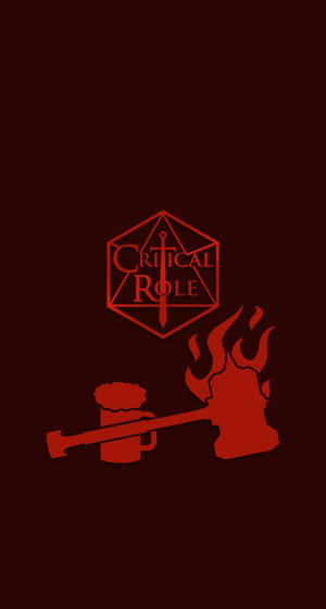 Critical Role標誌，帶有啤酒杯和火焰斧頭，紅色，深色背景。 — 關鍵角色 壁紙