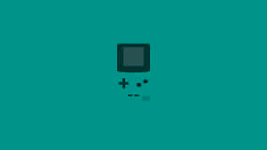 黑色 Game Boy 圖示在青色背景上 — 酷炫遊戲 壁紙