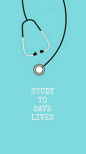 聽診器和文字 study to save lives 在青色背景上。 — 土耳其藍 壁紙