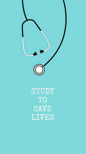 聽診器圖形，青色背景上有文字 study to save lives — 護士 壁紙