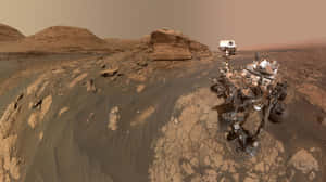 火星探測車在多塵的天空下探索岩石地形 — 火星人布魯諾 壁紙