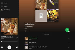 Spotify 播放清單畫面，顯示「Mellow tunes」，包含 Toto 和 Eagles 的歌曲。 — Spotify 壁紙