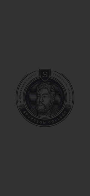 Spurgeon College徽章，深色單色中帶有鬍鬚男子肖像。 — 1320x2868 壁紙