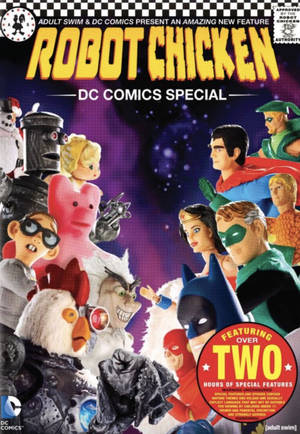 Robot Chicken DC Comics Special 封面，以定格動畫風格呈現木偶和超級英雄。 — DC漫畫 壁紙