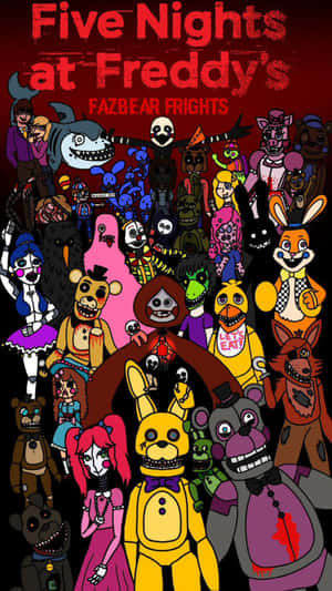 在恐怖主題海報中，《Five Nights at Freddy's》的Freddy Fazbear和其他機械動物。 — 恐怖反派 壁紙