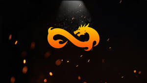 一個發光的橙色龍，形狀像無限符號，被火花包圍。 — 電玩遊戲 GIF 壁紙
