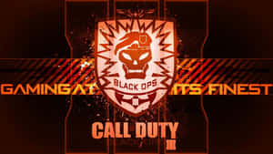 《Call of Duty Black Ops III》標誌，在深色背景上帶有骷髏頭和橙色文字。 — 決勝時刻：黑色行動4 壁紙