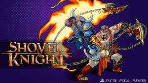 Shovel Knight 用燃燒的鏟子與被鎖鏈束縛的敵人在電子遊戲場景中戰鬥。 — The Krew 壁紙