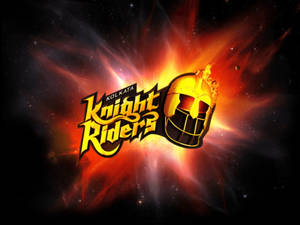 Knight Riders 標誌，帶有火焰頭盔，背景是星空。 — 板球 壁紙