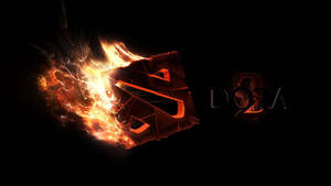 在黑色背景上帶有發光橙色火焰的熾熱DOTA 2標誌。 — 電玩遊戲 GIF 壁紙