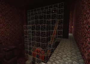 Minecraft地獄堡壘，有黑曜石牆和梯子 — 最佳我的世界 壁紙