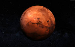火星在繁星點點的夜空中發出橙色光芒，表面細節清晰可見。 — 火星人布魯諾 壁紙