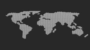 灰色六邊形網格在深色背景上形成世界地圖。 — 3D 壁紙
