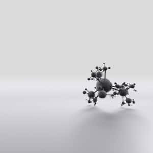漸變背景上的灰色3D分子模型 — 白色 iPhone 壁紙
