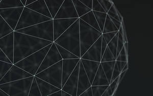 深色背景上帶有發光線條和點的幾何球體 — 幾何 壁紙