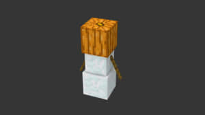 Minecraft 風格的方塊雪人，南瓜頭和樹枝手臂。 — 雪景 GIF 壁紙