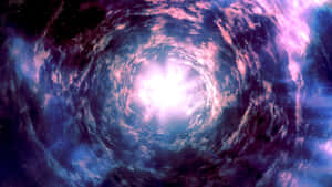 充滿活力的宇宙隧道，旋轉的星雲通向明亮的中心光。 — 美學天空 壁紙
