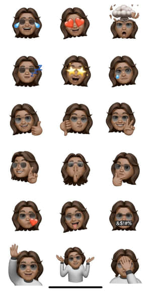 戴眼鏡的 emoji 臉孔網格，展示不同的表情和手勢。 — Pixel Fold 壁紙