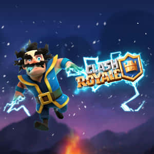 Clash Royale野蠻人角色在繁星點點的夜空背景下，伴隨著閃電效果跳躍。 — iPad 第9代 壁紙