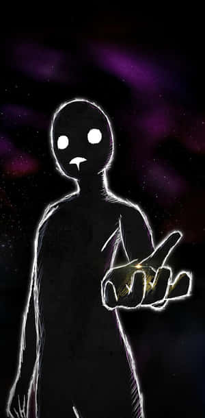 一個發光白色輪廓的人形人物，手指指向星空宇宙背景。 — 天元突破紅蓮螺巖 壁紙