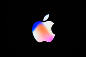 Apple標誌在黑色背景上帶有彩色漸變 — 蘋果 壁紙