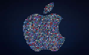在深色背景上用彩色代碼製成的Apple標誌 — 4K iPhone 壁紙