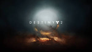 一個發光的球體在熾熱的外星世界上方，帶有文字 Destiny 2。 — 天命2 壁紙