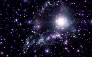 在深空中帶有明亮星星的鮮豔紫色和青綠色星雲。 — 宇宙 壁紙