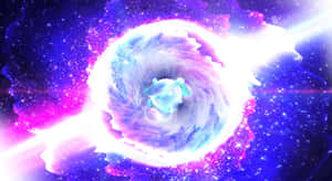 一個旋轉的宇宙漩渦，在星空中帶有藍色和紫色的能量。 — 宇宙美學 壁紙