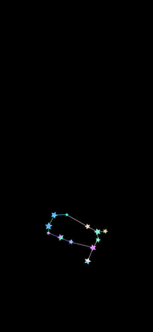 黑色背景上的彩色星座圖案。 — iPhone 17 壁紙
