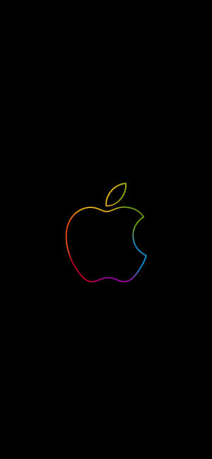黑色背景上的彩虹Apple標誌 — iPhone 17e 壁紙