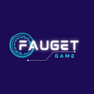 Fauget Game 標誌，在深紫色背景上帶有發光的霓虹藍色和白色文字。 — 酷炫遊戲 壁紙