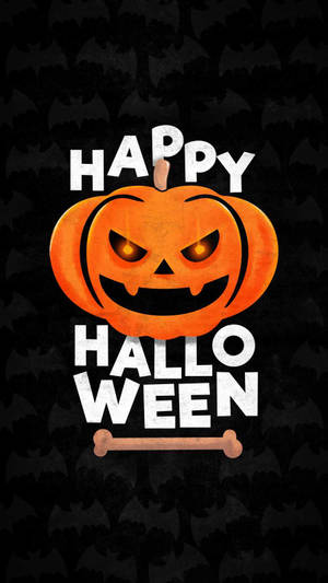 Happy Halloween 圖形，帶有微笑的南瓜燈和骨頭。 — 可愛萬聖節 壁紙