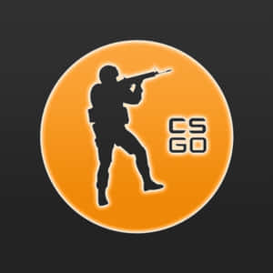 CS GO 標誌，特色為橙色圓圈中一名士兵剪影瞄準步槍。 — 電玩遊戲 GIF 壁紙
