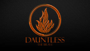 橙色火焰標誌，帶有「Dauntless The Brave」文字，置於碳纖維背景上 — 分歧者 壁紙
