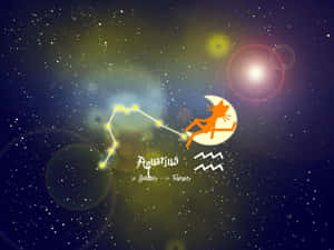 水瓶座星座，在星光燦爛的夜空中有持水者符號。 — 水瓶座 壁紙