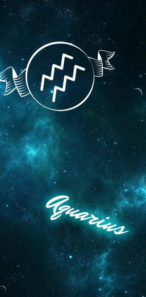 在星空宇宙背景中發光的水瓶座符號和名字。 — 雙子座 壁紙