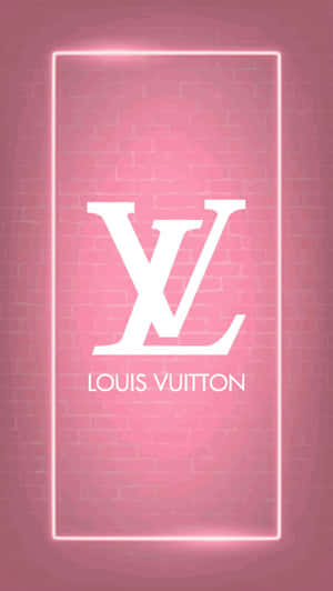 Louis Vuitton 標誌在粉紅磚牆上的白色霓虹燈框內。 — 可愛又粉嫩 壁紙