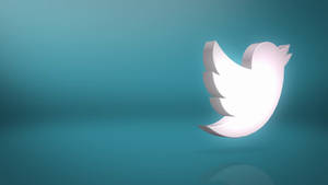 發光的白色3D Twitter鳥標誌在藍綠色漸變背景上 — 推特 壁紙