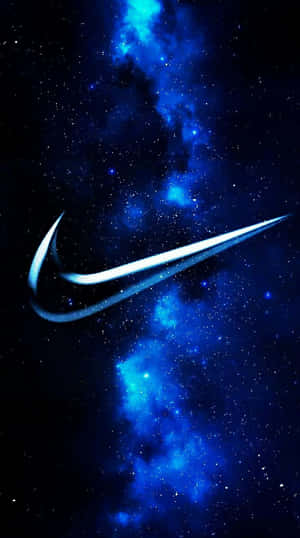 Nike標誌漂浮在藍色星雲中 — 藍色美學電腦 壁紙
