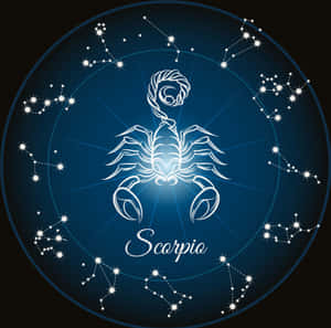 星座天蠍座，在深藍色背景上帶有星星星座圖案。 — 天蠍座美學 壁紙