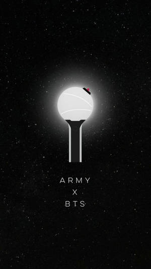 星空中的發光棒棒糖圖示與「ARMY x BTS」文字。