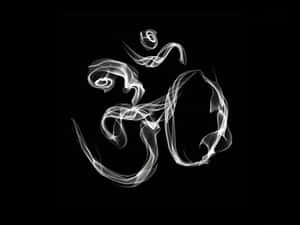 白色煙霧在黑色背景上形成「嗡」符號 — 嗡 壁紙