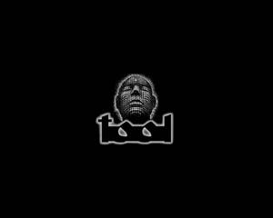 一個發光的白色線框頭部，下方有「tool」一詞，背景為純黑色。 — BLACKPINK 標誌 壁紙