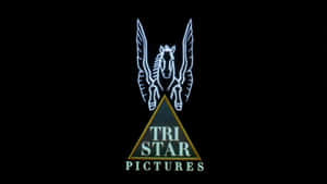 TriStar Pictures 標誌，金色三角形內有一隻發光的飛馬。 — 霓虹美學 壁紙