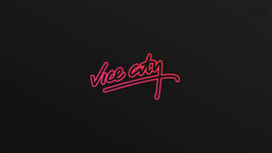 深色背景上的粉紅霓虹 Vice City 標誌 — 電玩遊戲 GIF 壁紙