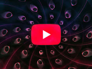 YouTube 播放按鈕被深紫色和粉紅色的發光抽象眼睛包圍。 — YouTube 標誌 壁紙