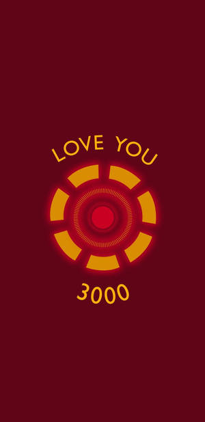 發光的紅色和金色圓形介面，帶有文字「LOVE YOU 3000」，背景為深栗色。 — 我愛你 壁紙