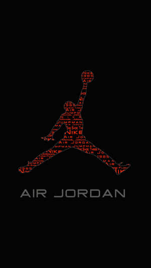 籃球運動員的紅色文字藝術剪影，下方有「AIR JORDAN」文字。 — Jordan球鞋 壁紙
